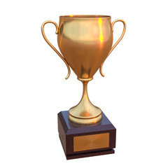 Golden trophy or gold cup isolated on white background
