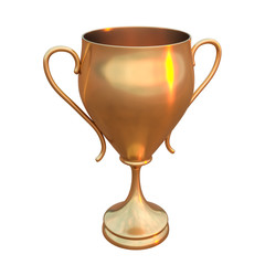 Golden trophy or gold cup isolated on white background
