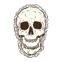 vector hand drawn illustration of the grunge skull