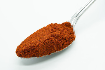 Chili grounded pepper on a spoon