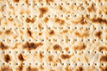 Matzah or flatbread closeup. Backgroun, food or texture.