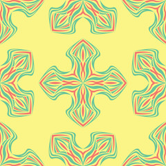 Multi colored seamless floral background. Pink blue green and yellow pattern