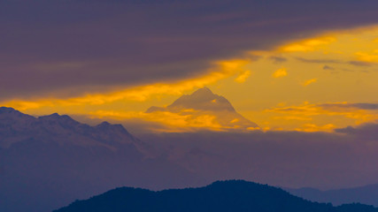 Himalaya mountains in Nepal, view of small village Braga on Annapurna circuit