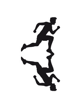 spiegelung spiegelbild schatten sport rennen sprinten schnell ausdauer training joggen laufen mann walken wettrennen fitness cool