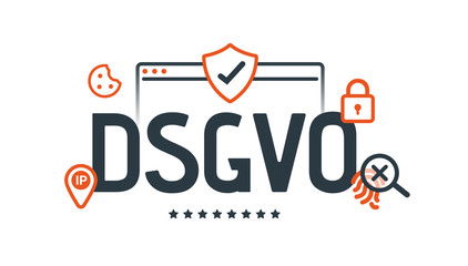 DSGVO - GDPR concept illustration. Germany, General Data Protection Regulation. The protection of personal data, isolated on white background.