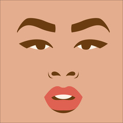 girl face head vector illustration flat style front 