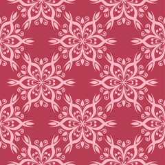 Fototapeta premium Red floral seamless background. Ornamental pattern