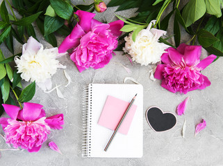  note book with peonies