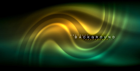 Neon glowing wave, magic energy and light motion background