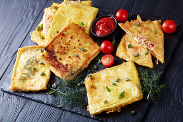 Chicken meat and vegetables Stuffed Msemen