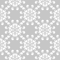 Naklejka na ściany i meble White flowers on gray background. Ornamental seamless pattern
