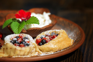 Pancakes,crepe with berry fruit