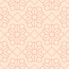 Red and beige geometric ornament. Seamless pattern