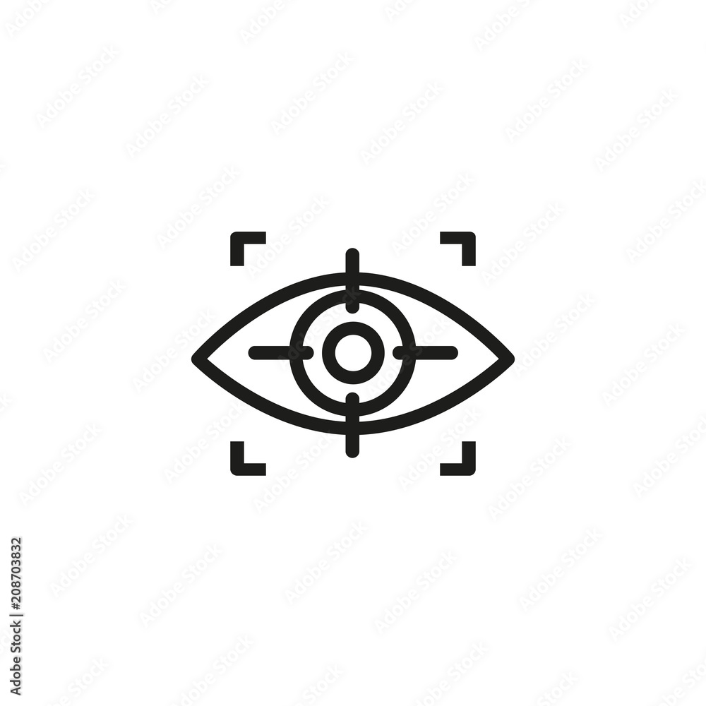 Poster eye scanning line icon. human, iris, focus. recognition concept. can be used for topics like detecti
