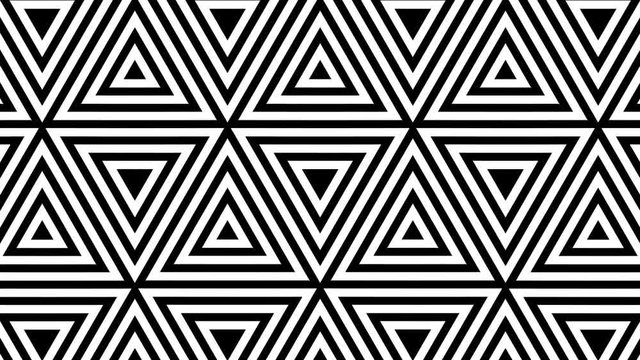 Hypnotic rhythmic movement of geometric black and white shapes