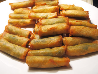 Fresh spring rolls in buffet corner  