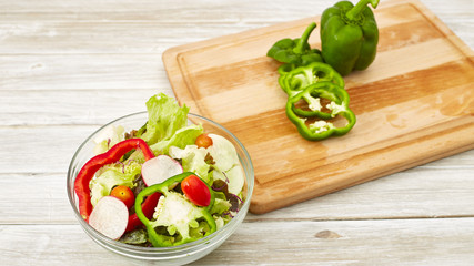 cutting vegetables for salad