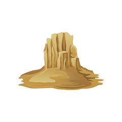 Obraz premium Big rocky mountain surrounded with sand. Desert landscape. Flat vector element for promo poster or banner