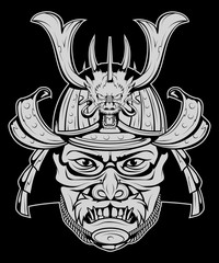 Samurai design - samurai mask, helmet. Mask of a samurai warrior. Vector graphics to design.