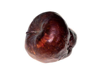 Close up a red apple are withered