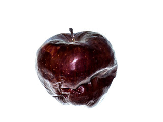 Close up a red apple are withered