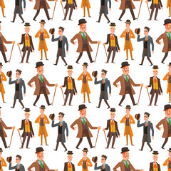 Fototapeta na wymiar Vintage victorian cartoon gents retro people vector. Style fashion old people victorian gentleman clothing antique century character victorian gent people vintage wild west man and woman style
