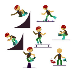 A set of characters engaged in active sport.