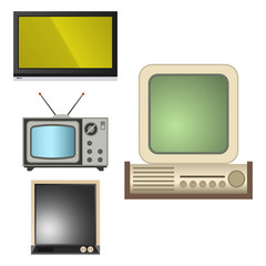 TV vector screen lcd monitor and notebook, tablet computer, retro templates. Electronic devices TV screens infographic. Technology digital device tv-screens, size diagonal display vector illustration