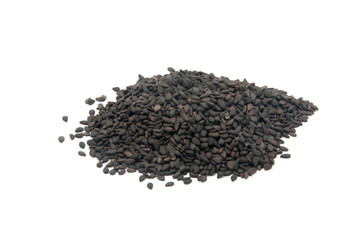 black sesame seeds isolated on the white