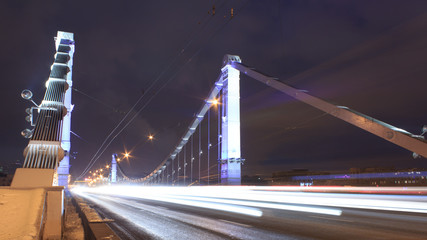 Crimean bridge in Moscow at night