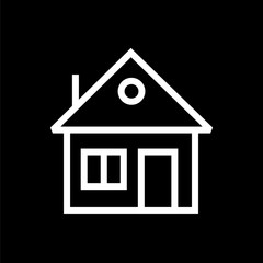 Building icon lined simple flat style illustration