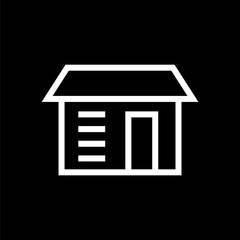 Building icon lined simple flat style illustration