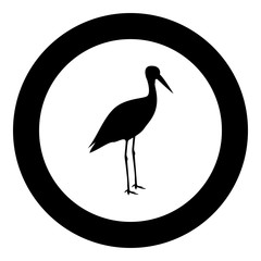 Stork ciconia icon black color in circle round