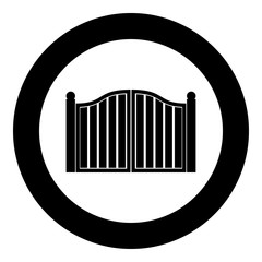 Old gate icon black color in circle round