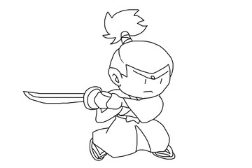 漫画のサムライの塗り絵