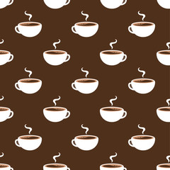 Coffee Seamless Pattern Background, Vector Illustration