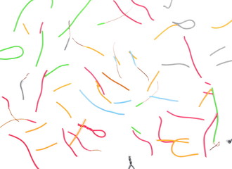 Telecommunication network cables isolated on white background and texture, top view