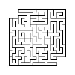 Abstract square maze with entrance and exit. Simple flat vector illustration isolated on white background. With a place for your drawings
