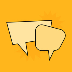 Communication speech bubbles on yellow background. Vector illustration
