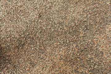 Pebble stone floor tile seamless background. Cement mixed gravel pebble stone floor texture. Wet round pebble stone rock floor in dramatic lighting.