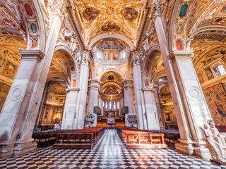Fototapeta na wymiar Bergamo, Italy,Circa May 2018.Interior of Basilica of Santa Maria Maggiore