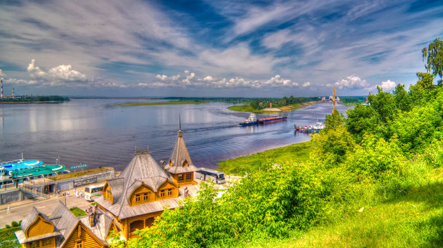 View to Volga river from the hill of Gorodets town, Russia