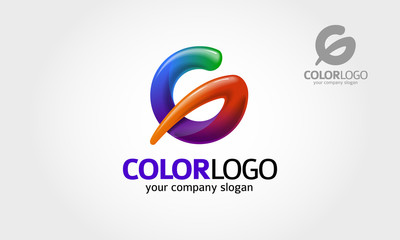 Color Vector Logo Template. Round Glossy Letter G 3d rainbow Logo Shape Vector Illustration. Ribbon style letter G logo, suited for your company initial logo.