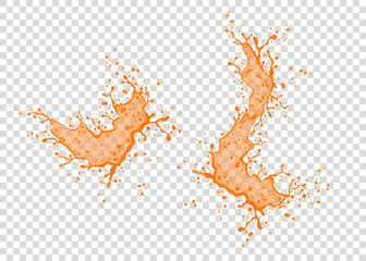 Orange,  carrot, apricot, pumpkin juice  splash and drops. © alenaohneva