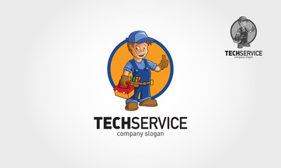 TechService Vector Logo Cartoon. Handyman Services logo template for Your Company.