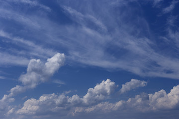 Obraz premium a beautiful blue sky day with white clouds as background.