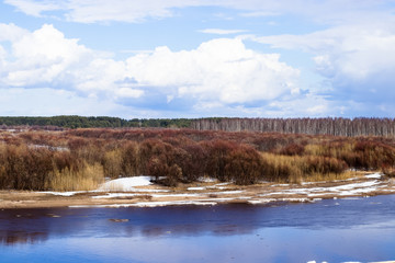 River bank. Icefall