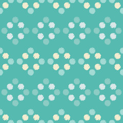 Polka dot seamless pattern. Hand hatching. Brushwork. Geometric background. Scribble texture. Тextile rapport.