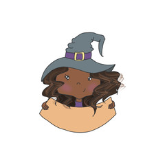 African American Girl In Hat Isolated On A White Background Hand Drawn Illustration