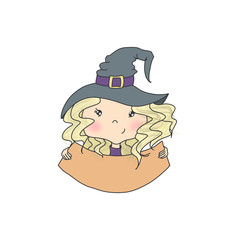 Blonde Hair Girl In Hat Isolated On A White Background Hand Drawn Illustration